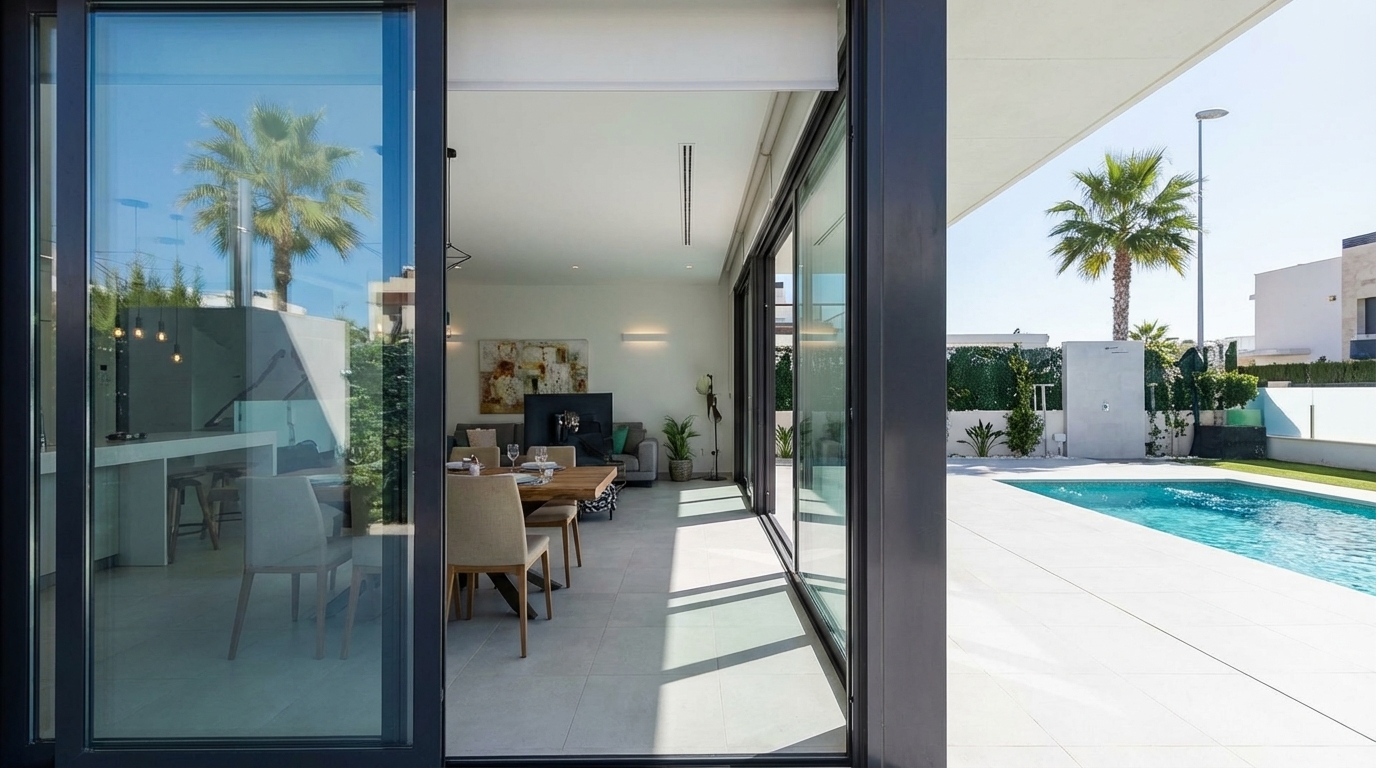 Bungalow Spanien, Terrasse und Materialdetail